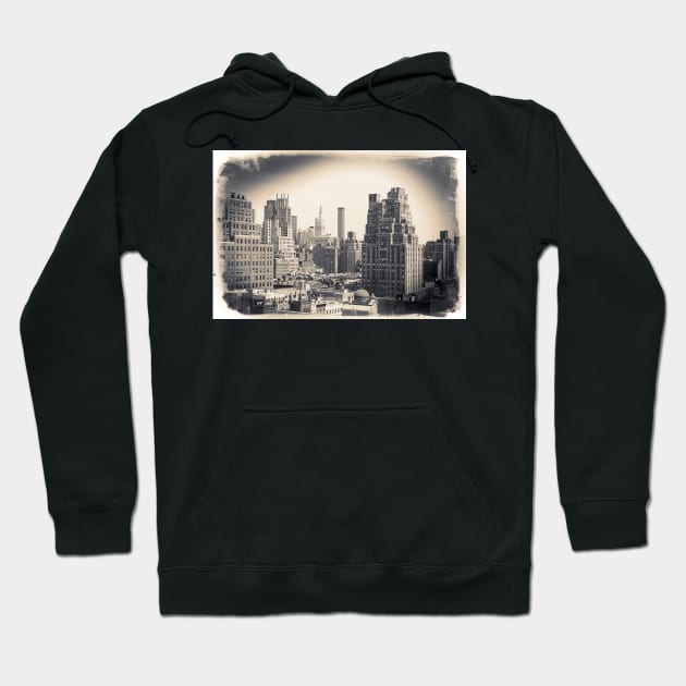 Postcard in black and white, Midtown Manhattan skyline Hoodie by Reinvention